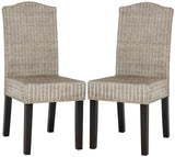 Safavieh - Set of 2 - Odette Dining Chair 19''H Wicker Antique Grey Rattan NC Coating SEA8015B-SET2 889048020450
