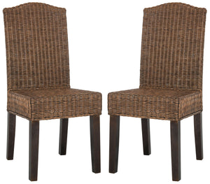 Safavieh - Set of 2 - Odette Dining Chair 19''H Wicker Brown Multi Rattan NC Coating SEA8015C-SET2 889048020467