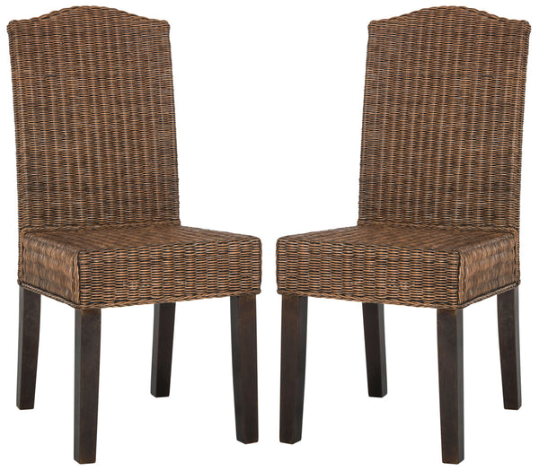 Safavieh - Set of 2 - Odette Dining Chair 19''H Wicker Brown Multi Rattan NC Coating SEA8015C-SET2 889048020467