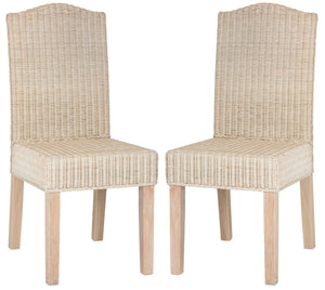 Safavieh - Set of 2 - Odette Dining Chair 19''H Wicker White Wash Rattan NC Coating SEA8015D-SET2 889048020474