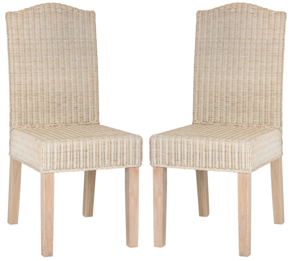 Safavieh - Set of 2 - Odette Dining Chair 19''H Wicker White Wash Rattan NC Coating SEA8015D-SET2 889048020474