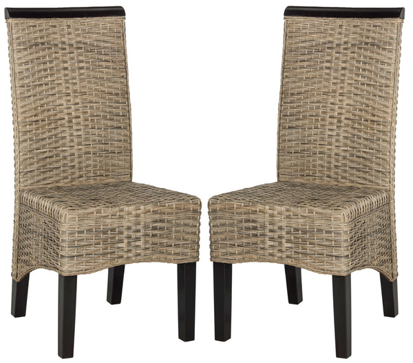 Safavieh - Set of 2 - Ilya Dining Chair 18''H Wicker Grey Rattan NC Coating SEA8017A-SET2 889048020535