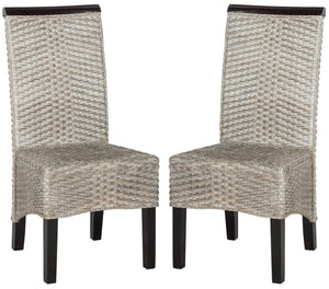 Safavieh - Set of 2 - Ilya Dining Chair 18''H Wicker Antique Grey Rattan NC Coating SEA8017B-SET2 889048020542