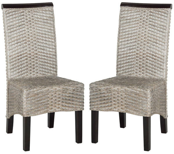 Safavieh - Set of 2 - Ilya Dining Chair 18''H Wicker Antique Grey Rattan NC Coating SEA8017B-SET2 889048020542