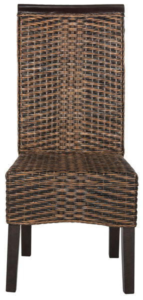 Safavieh - Set of 2 - Ilya Dining Chair 18''H Wicker Brown Multi Rattan NC Coating SEA8017C-SET2 889048020559