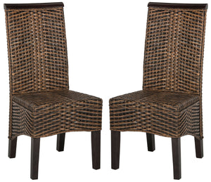 Safavieh - Set of 2 - Ilya Dining Chair 18''H Wicker Brown Multi Rattan NC Coating SEA8017C-SET2 889048020559