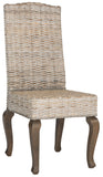 Safavieh - Set of 2 - Milos Dining Chair 18''H Wicker White Wash Rattan NC Coating Kubu SEA8018B-SET2 889048020573