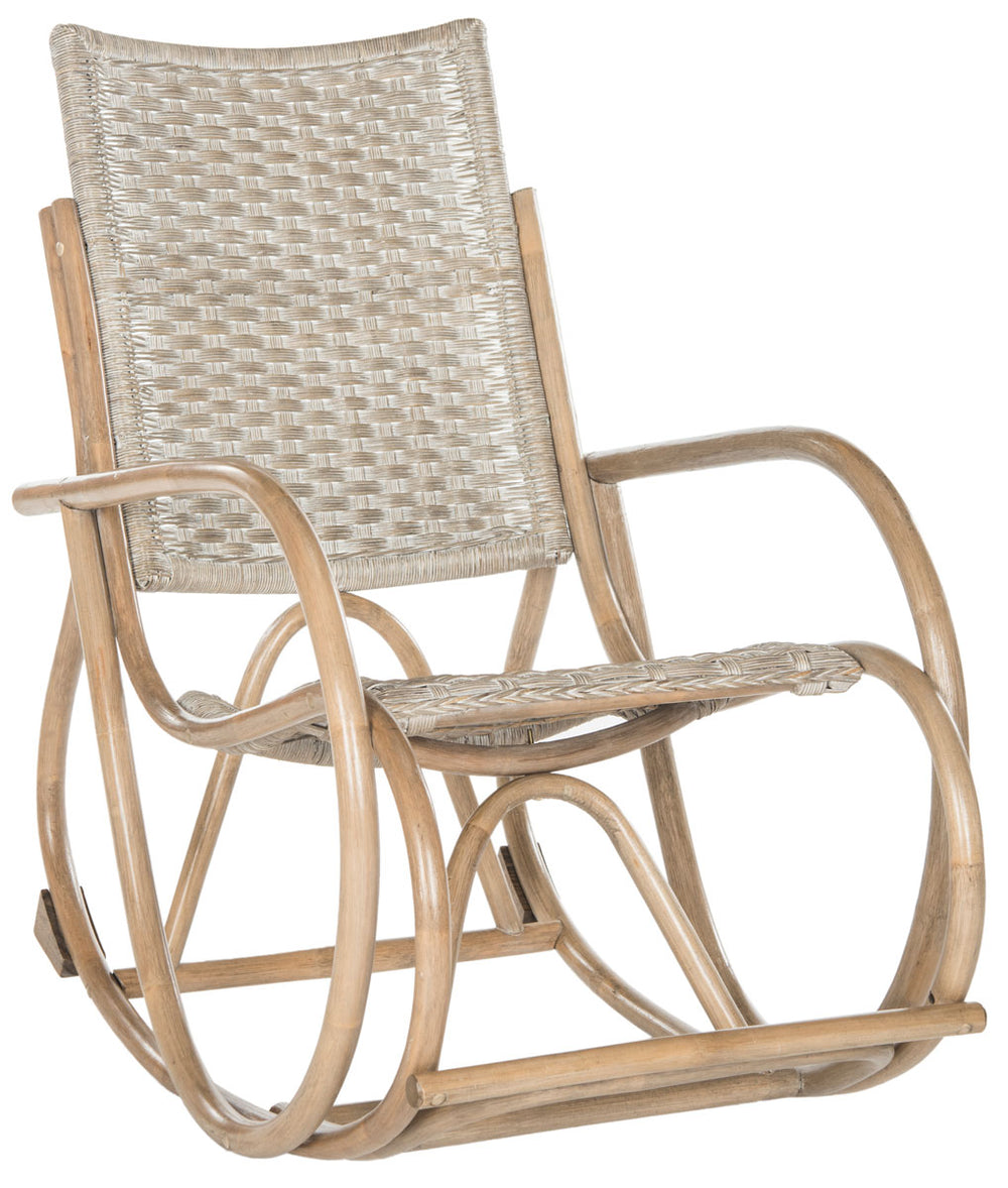 Safavieh Bali Rocking Chair Antique Grey Rattan NC Coating Wicker SEA8035A 889048013544