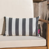 Megumi Indoor Black Striped Water Resistant Rectangular Throw Pillow Noble House