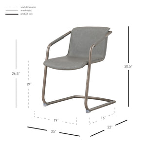 Indy Leatherette Side Chair Set of 2 - Industrial Chic Design with Rubbed Gold Frame & Easy Storage