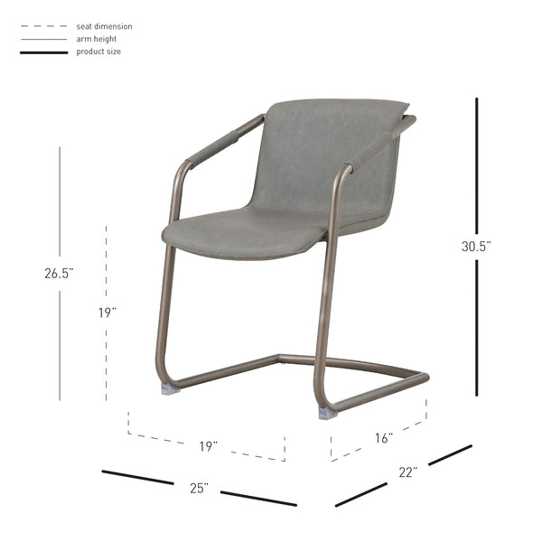 Indy Leatherette Side Chair Set of 2 - Industrial Chic Design with Rubbed Gold Frame & Easy Storage