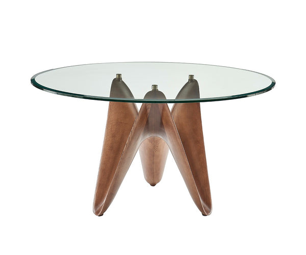 VIG Furniture Modrest Seguin - Round Glass + Walnut Dining Table VGCSRT-20045-BRN-DT