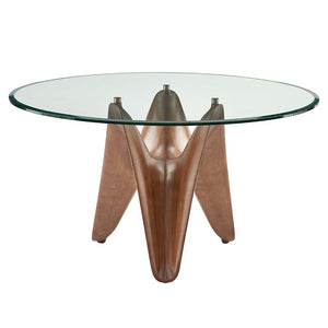 VIG Furniture Modrest Seguin - Round Glass + Walnut Dining Table VGCSRT-20045-BRN-DT