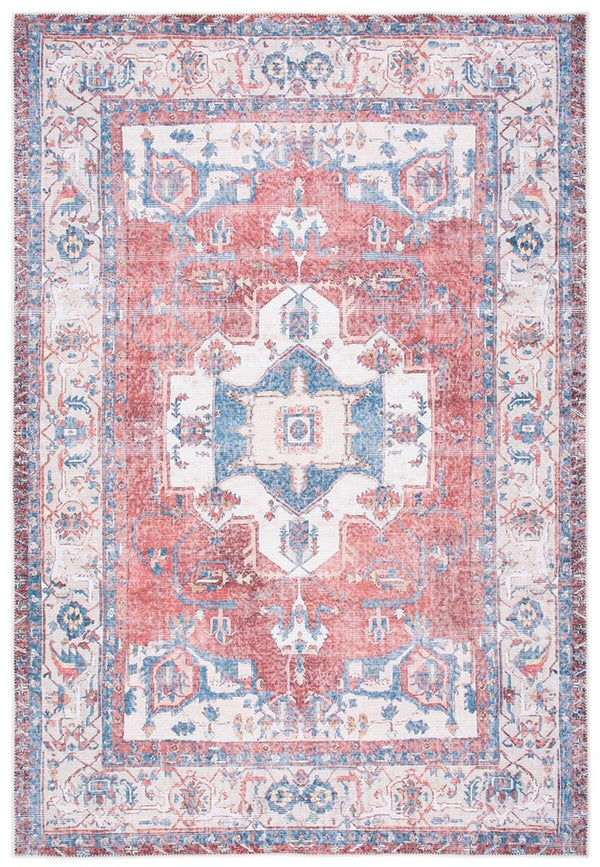 Serapi 355 Transitional Power Loomed 37% Cotton, 53% Polyester, 10% Viscose Rug Red / Ivory