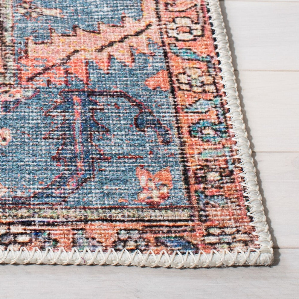 Serapi 356 Transitional Power Loomed 37% Cotton, 53% Polyester, 10% Viscose Rug Light Blue / Beige