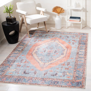 Serapi 356 Transitional Power Loomed 37% Cotton, 53% Polyester, 10% Viscose Rug Light Blue / Beige