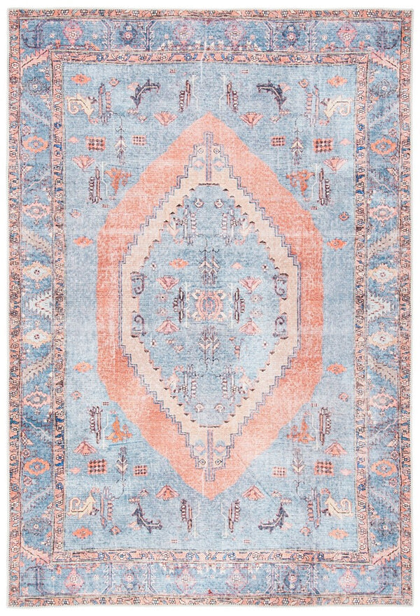 Serapi 356 Transitional Power Loomed 37% Cotton, 53% Polyester, 10% Viscose Rug Light Blue / Beige