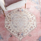 Serapi 357 Transitional Power Loomed 37% Cotton, 53% Polyester, 10% Viscose Rug Ivory / Pink