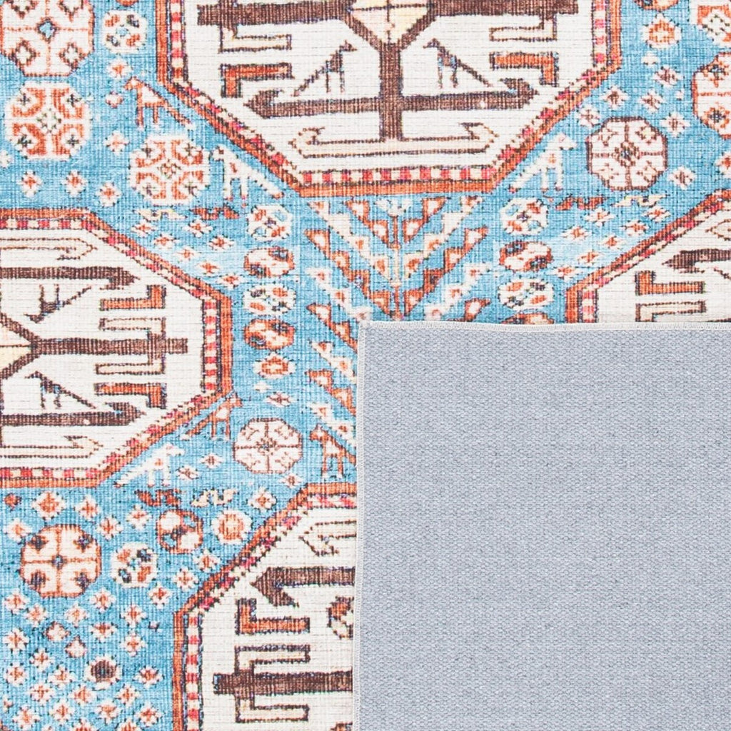 Serapi 383 Transitional Power Loomed 37% Cotton, 53% Polyester, 10% Viscose Rug Light Blue / Brown