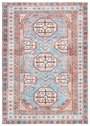 Serapi 383 Transitional Power Loomed 37% Cotton, 53% Polyester, 10% Viscose Rug Light Blue / Brown