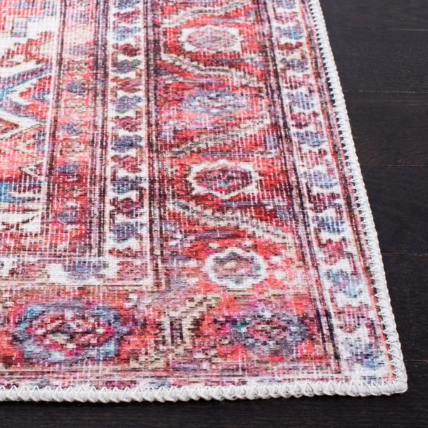 Serapi 389 Transitional Power Loomed 37% Cotton, 53% Polyester, 10% Viscose Rug Red / Navy