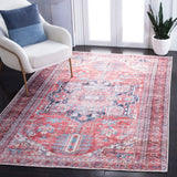 Serapi 389 Transitional Power Loomed 37% Cotton, 53% Polyester, 10% Viscose Rug Red / Navy