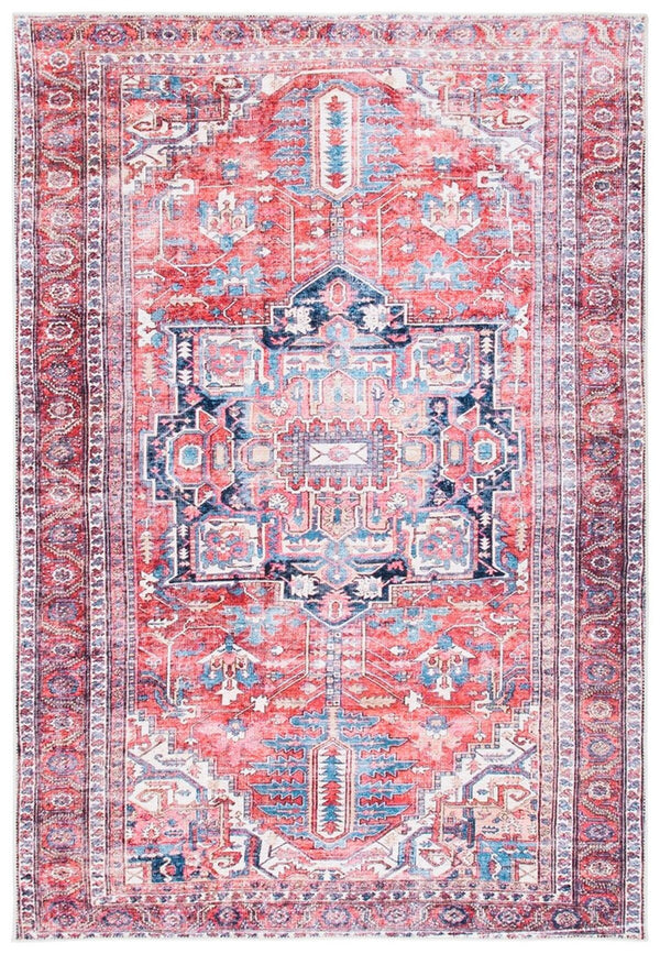 Serapi 389 Transitional Power Loomed 37% Cotton, 53% Polyester, 10% Viscose Rug Red / Navy