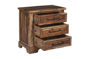 Porter Designs Crossroads Solid Sheesham Wood Natural Nightstand Brown 04-196-04-C03H