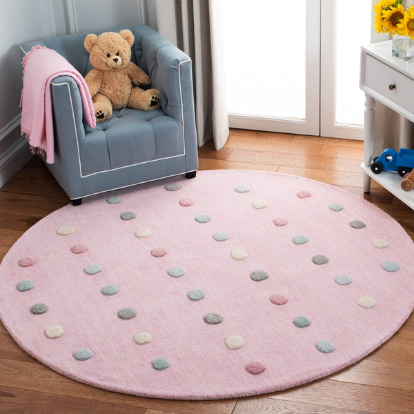 Safavieh Kids 803 Kids Hand Loomed 70% Wool, 10% Cotton, 20% Latex Rug Light Pink