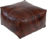 Sheffield SFPF-001 Traditional Leather, Polyester/Polyfill, Cotton Pouf SFPF001-222213 Dark Brown 100% Leather, 100% Polyester/Polyfill, 100% Cotton 13"H x 22"W x 22"D