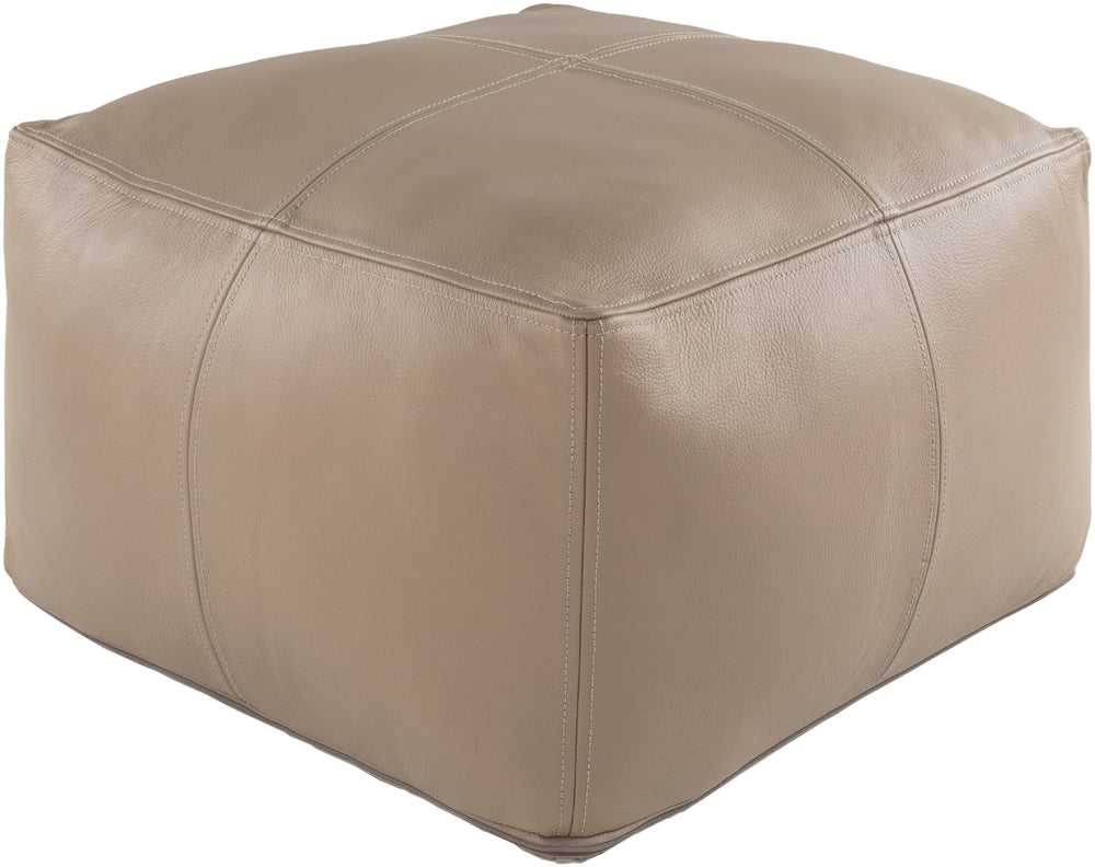 Sheffield SFPF-004 Traditional Leather, Polyester/Polyfill, Cotton Pouf SFPF004-222213 Khaki, Taupe 100% Leather, 100% Polyester/Polyfill, 100% Cotton 13"H x 22"W x 22"D