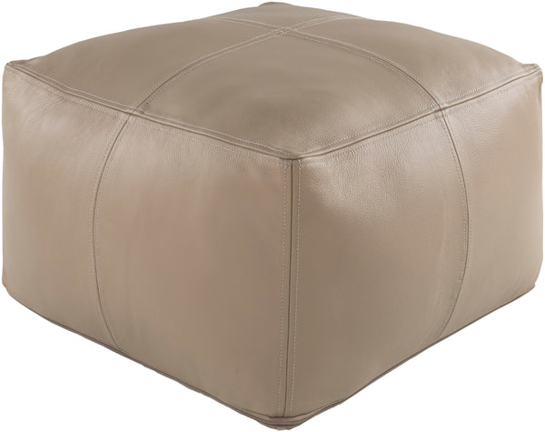 Sheffield SFPF-004 Traditional Leather, Polyester/Polyfill, Cotton Pouf SFPF004-222213 Khaki, Taupe 100% Leather, 100% Polyester/Polyfill, 100% Cotton 13"H x 22"W x 22"D