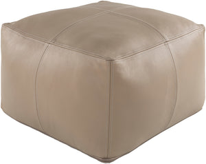 Sheffield SFPF-004 Traditional Leather, Polyester/Polyfill, Cotton Pouf SFPF004-222213 Khaki, Taupe 100% Leather, 100% Polyester/Polyfill, 100% Cotton 13"H x 22"W x 22"D
