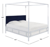 Safavieh Dorothy Acrylic Canopy Bed Chrome / Navy Acrylic / Metal / Wood / Fabric SFV1100C-K-2BX