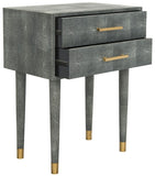 Safavieh Nour End Table Faux Shagreen Black Brass MDF Resin Metal Couture SFV1520B 889048261105