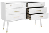 Safavieh Madden Dresser Retro White Brass MDF Wood Veneer Plywood Hardware Velvet Couture SFV2100A 889048337886