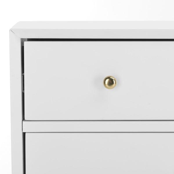 Safavieh Madden Dresser Retro White Brass MDF Wood Veneer Plywood Hardware Velvet Couture SFV2100A 889048337886