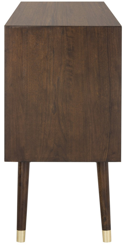 Safavieh Madden Dresser Retro Walnut Brass MDF Wood Veneer Plywood Hardware Velvet Couture SFV2100C 889048446298