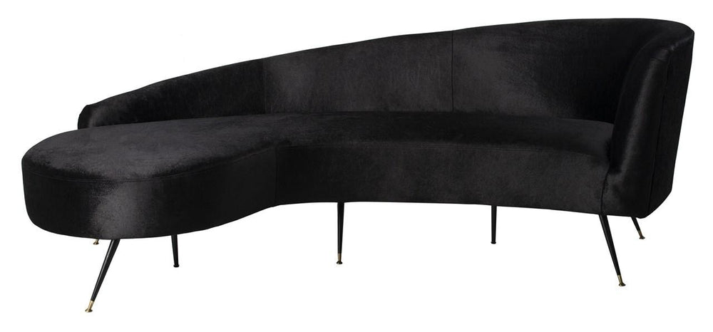Safavieh Evangeline Sofa Velvet Parisian Black Gold Metal Foam Couture SFV2101A 889048446267
