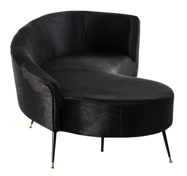 Safavieh Evangeline Sofa Velvet Parisian Black Gold Metal Foam Couture SFV2101A 889048446267