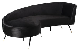 Safavieh Evangeline Sofa Velvet Parisian Black Gold Metal Foam Couture SFV2101A 889048446267