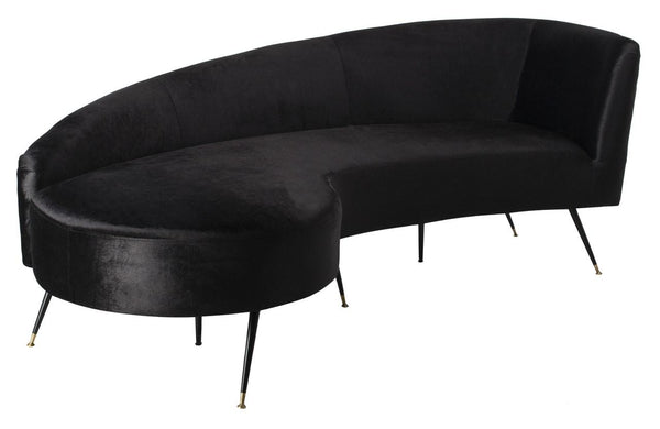 Safavieh Evangeline Sofa Velvet Parisian Black Gold Metal Foam Couture SFV2101A 889048446267