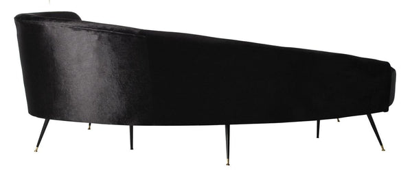 Safavieh Evangeline Sofa Velvet Parisian Black Gold Metal Foam Couture SFV2101A 889048446267
