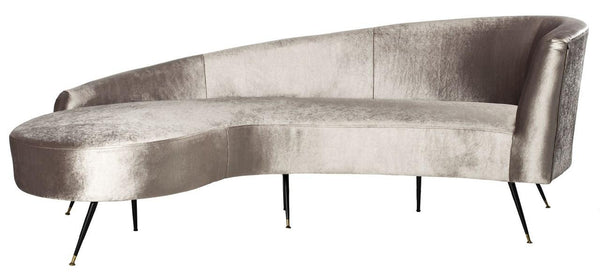 Safavieh Evangeline Sofa Velvet Parisian Champagne Black Gold Metal Foam Couture SFV2101B 889048446274