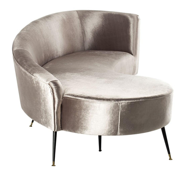 Safavieh Evangeline Sofa Velvet Parisian Champagne Black Gold Metal Foam Couture SFV2101B 889048446274