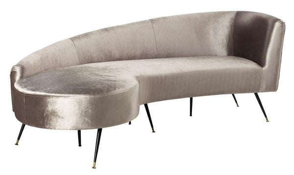 Safavieh Evangeline Sofa Velvet Parisian Champagne Black Gold Metal Foam Couture SFV2101B 889048446274