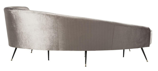 Safavieh Evangeline Sofa Velvet Parisian Champagne Black Gold Metal Foam Couture SFV2101B 889048446274