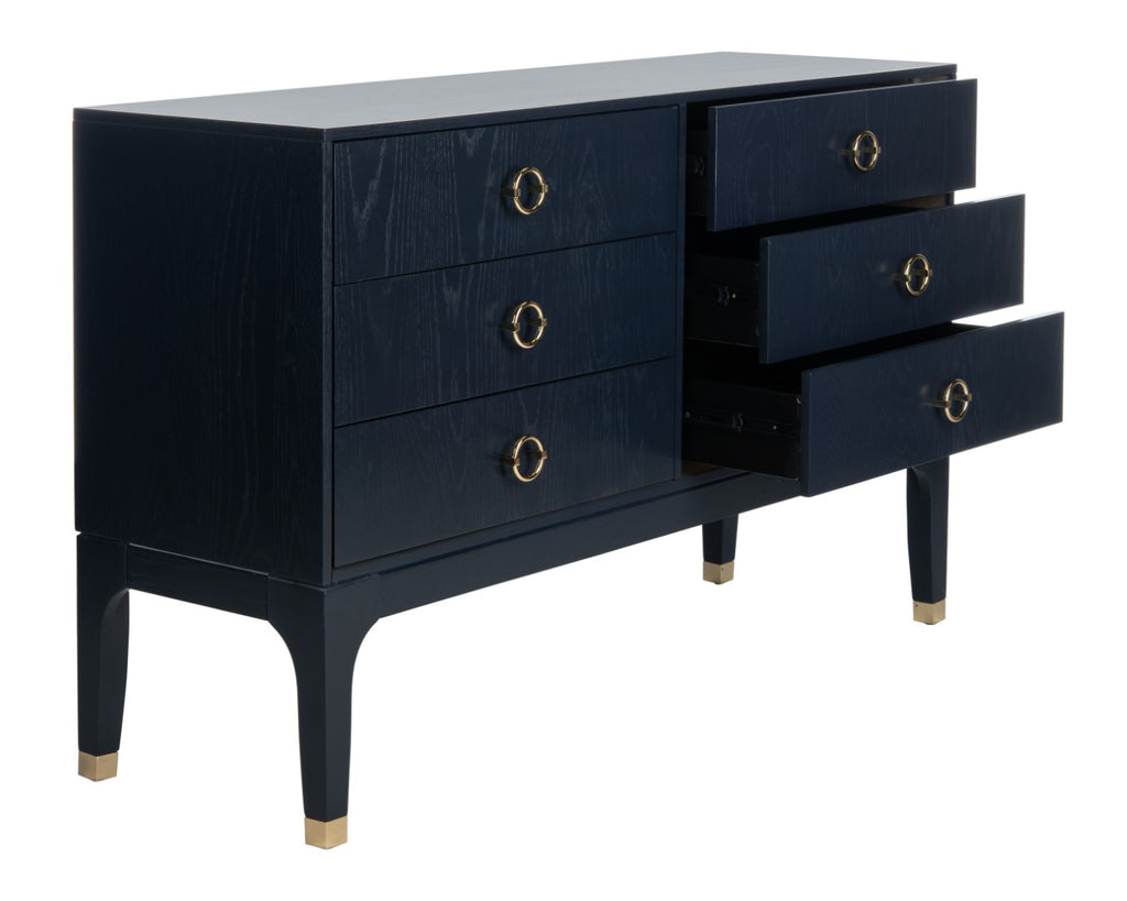 Safavieh Lorna 6 Drawer Contemporary Dresser in Navy Couture SFV2104C