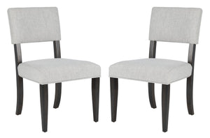 Safavieh Luis Wood Dining Chair in Black Charcoal, Light Taupe - Set of 2 SFV2107A-SET2