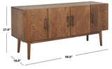 Doderick Mid-Century Media Stand - Retro Oak Veneer with Sleek Black Finish & Ample Storage Space